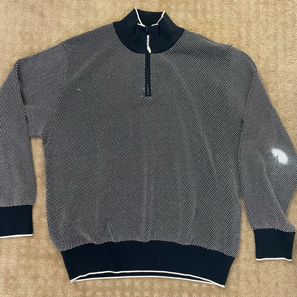 Maus & Hoffman Navy zip collared knit sweater Large